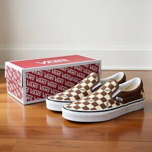 Vans Classic Slip-On Checkerboard Men's Size 10 Brown/Beige
